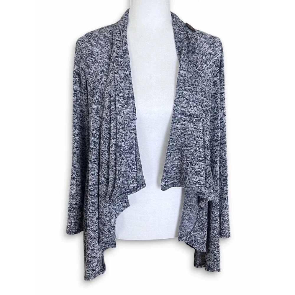 Bobeau Asymmetrical Wrap Sweater Heather Blue Lightweight Cardigan Sz Small USA